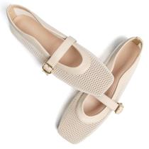 Sapatilhas de balé WENJIAZHIZHI Mesh Fishnet, bico quadrado, bege 43