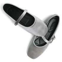 Sapatilhas de balé WENJIAZHIZHI, rede de camurça feminina, cinza, tamanho 37