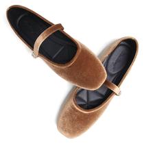 Sapatilhas de balé WENJIAZHIZHI, rede de camurça feminina, marrom, tamanho 36