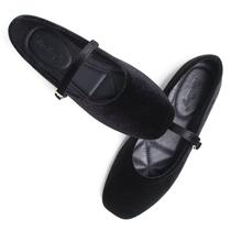 Sapatilhas de balé WENJIAZHIZHI Suede, arrastão, bico quadrado, preto 43