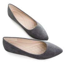 Sapatilhas de balé ZTWUTANG Stunner femininas sem cadarço, biqueira pontiaguda, cinza