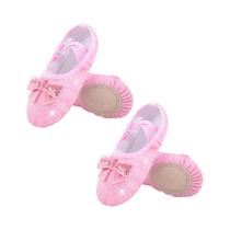 Sapatilhas De Ballet Com Glitter Para Meninas, Solado Dividido, Macias E Respiráveis Com Laço,