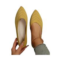 Sapatilhas Femininas De Cor Sólida Com Bico Fino, Tricotadas, Slip-On, Casuais E Respiráveis
