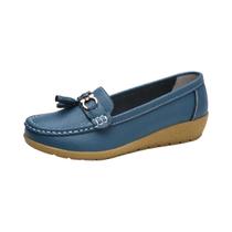 Sapatilhas Femininas De Plataforma De Couro Genuíno Macio Casual Slip-on Mocassins Sapatos De