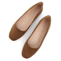 Sapatilhas SAILING LU Brown para mulheres com bico quadrado, tamanho 8,5