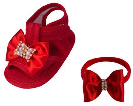 Sapatinho Bebê Menina Sandália E Faixa de Cetim Ref.192