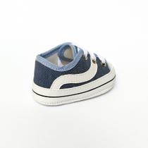 Sapatinho Bebê Tênis VansZinho Unissex Cano Baixo Jens com Azul Infantil Antialérgico