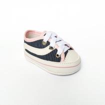 Sapatinho Bebê Tênis VansZinho Unissex Cano Baixo Jens com Rosa Infantil Antialérgico