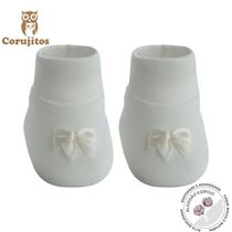 Sapatinho com Laço em Algodão Egípcio na caixa - Creme Off - Corujitos