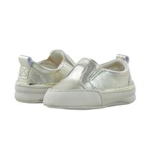 Sapatinho de Bebê Bicho de Pé - Conga Feminina c/ Elástico - Sintético - Ouro Light, Bege e Ouro Espelhado