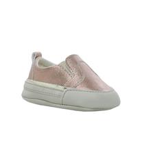 Sapatinho de Bebê Bicho de Pé - Conga Feminina c/ Elástico - Sintético - Ouro Rose, Bege e Ouro Espelho