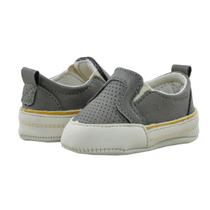 Sapatinho de Bebê Bicho de Pé - Conga Masculina c/ Elástico - Sintético Liso e Perfurado - Verde Oliva, Bege e Amarelo