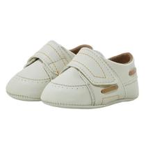 Sapatinho de Bebê Bicho de Pé - Dockside Masculino com Fecho - Sintético - Bege e Caramelo