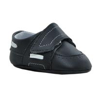 Sapatinho de Bebê Bicho de Pé - Dockside Masculino com Fecho - Sintético - Preto e Cinza Claro