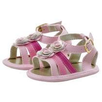Sapatinho de Bebê Bicho de Pé - Sandália Feminina c/ Fivela E Laços de Florzinhas - Sintético - Rosa Pink e Rosa Goiaba Sapatinho de Bebê Bicho de Pé - Sandália Feminina c/ Fivela E Laços de Florzinhas - Sintético - Rosa Pink e Rosa Goiaba