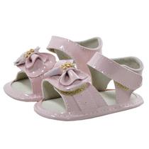 Sapatinho de Bebê Bicho de Pé - Sandália Feminina com Laço e Fecho - Verniz - Rosa Nude Sapatinho de Bebê Bicho de Pé - Sandália Feminina com Laço e Fecho - Verniz - Rosa Nude