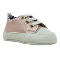 Sapatinho de Bebê Bicho de Pé - Sapatênis Feminino c/ ilhós e Atacador - Sintético - Ouro Rose e Bege Sapatinho de Bebê Bicho de Pé - Sapatênis Feminino c/ ilhós e Atacador - Sintético - Ouro Rose e Bege