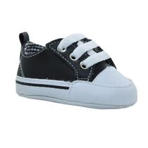 Sapatinho de Bebê Bicho de Pé - Sapatênis Masculino c/ ilhós e Atacador - Sintético/Tecido - Preto e Branco Sapatinho de Bebê Bicho de Pé - Sapatênis Masculino c/ ilhós e Atacador - Sintético/Tecido - Preto e Branco