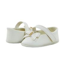 Sapatinho de Bebê Bicho de Pé - Sapatilha Feminina c/ Laço Palito e Strass - Sintético - Creme Sapatinho de Bebê Bicho de Pé - Sapatilha Feminina c/ Laço Palito e Strass - Sintético - Creme