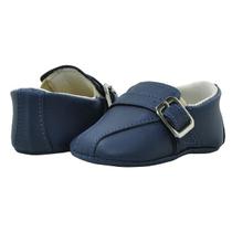 Sapatinho de Bebê Bicho de Pé - Sapato Social Masculino com Fivela - Sintético - Azul Marinho