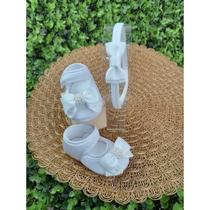 Sapatinho de bebê Com Tiara De Laço - Sapatilha Boneca Feminina Batizado