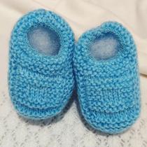 Sapatinho de Bebê de Tricô Azul - 0 a 3 meses - Lojinha Uai