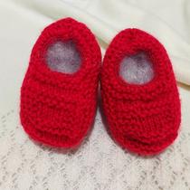 Sapatinho de Bebê de Tricô Vermelho - 0 a 3 meses - Lojinha Uai