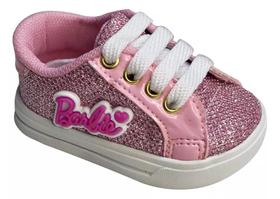 Sapatinho de Bebê Infantil Menina Tênis Rosa Boneca Barb md2