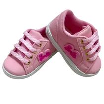 Sapatinho de Bebê Infantil Menina Tênis Rosa Boneca Barb md2