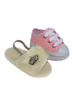 Sapatinho De Bebê + Sandália De Bebê Do 13 Ao 18 Direto Da Fabrica S100 Bege + T10