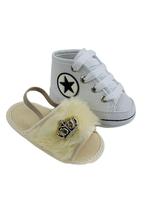 Sapatinho De Bebê + Sandália De Bebê Do 13 Ao 18 Direto Da Fabrica S100 Bege + T40