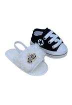 Sapatinho De Bebê + Sandália De Bebê Do 13 Ao 18 Direto Da Fabrica S100 Branca + T11