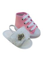 Sapatinho De Bebê + Sandália De Bebê Do 13 Ao 18 Direto Da Fabrica S100 Branca + T20