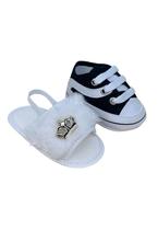 Sapatinho De Bebê + Sandália De Bebê Do 13 Ao 18 Direto Da Fabrica S100 Branca + T80