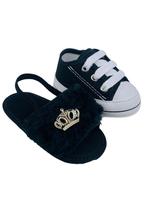 Sapatinho De Bebê + Sandália De Bebê Do 13 Ao 18 Direto Da Fabrica S100 Preto + T10