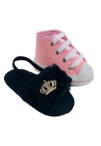 Sapatinho De Bebê + Sandália De Bebê Do 13 Ao 18 Direto Da Fabrica S100 Preto + T20