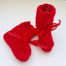 Sapatinho de Lã Vermelho saída Maternidade Sapatinho de Lã Vermelho saída Maternidade