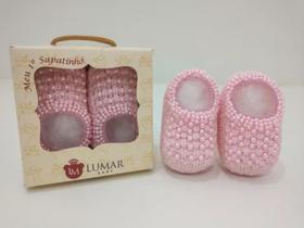 Sapatinho em lã Rosa - Recém Nascido