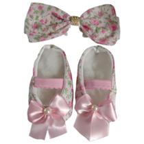 Sapatinho + faixa tiara bebê menina