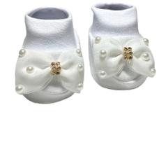 Sapatinho Pantufa Laço Pedraria