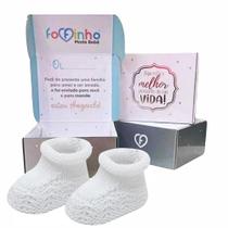 Sapatinho Revelação Recém Nascido Branco Fofinho