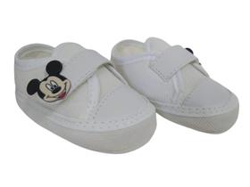 Sapatinho Tenis Infantil Menino Bebê Recém Nascido Branco Mickey tamanho 17