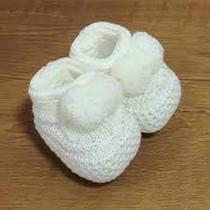 Sapatinho Tricot Pompom Bebê Recém Nascido