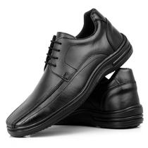 Sapato Anatômico de Amarrar Moderno Palmilha Confort Preto Antiderrapante até tam 46