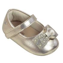 Sapato Bebê Pampili Nina Detalhes Laço Dourado