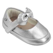 Sapato Bebê Pampili Nina Laço Removível Prata