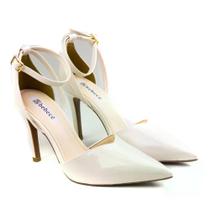 Sapato Bebecê Scarpin Verniz Off White T9430-188