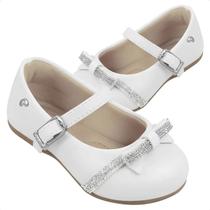 Sapato Boneca Baby Pampili Strass Branco Fosco Batizado
