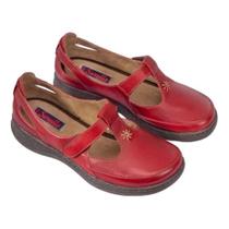 Sapato Boneca Couro Feminino Bordado Bico Redondo Casual