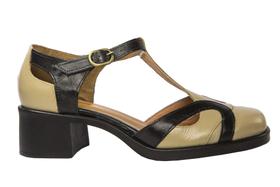Sapato Boneca Feminino Couro Off White c/ Preto - Cód: 451345